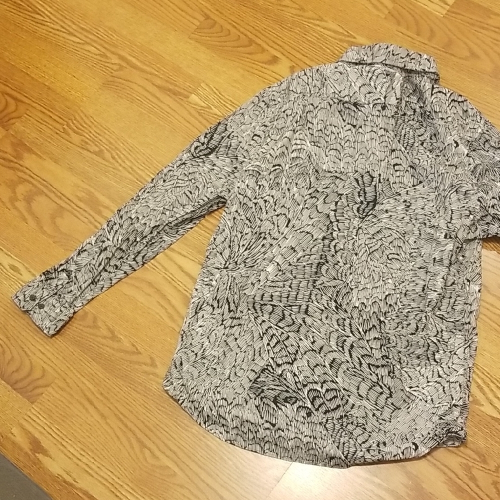 Express Monochrome Patterned Button Down Shirt - image 8